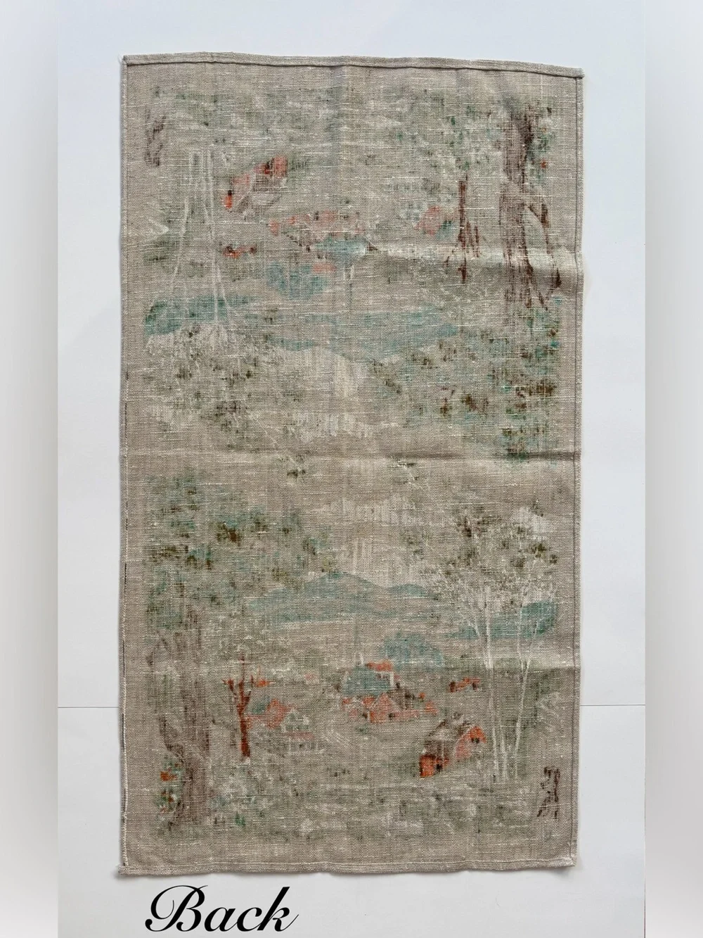 Vintage Parisian Prints Pure Linen Scenic Country Village Tea Towel